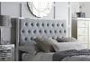 4ft6 Double Charles Grey Velour Fabric Upholstered Buttoned Bed Frame 2
